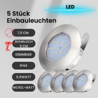 Einbaulampen LED Einbaustrahler Bad Einbauleuchte 5er SET...