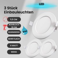 Einbaustrahler LED Bad Einbauleuchte 3er SET ultra flach...