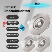 LED Einbaustrahler Bad Einbauleuchte LED 3er SET ultra...