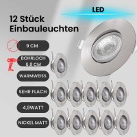 Einbaustrahler LED Einbauleuchte 12er SET ultra flach...