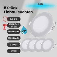 Einbaustrahler Bad Einbauleuchte LED 5er SET ultra flach...