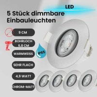 Einbauleuchte 5er Set IP65 Chrom-Matt schwenkbar...