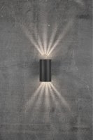 B-Kartonage Außenleuchte Nordlux Asbol Schwarz 2 x 5 Watt LED Wandlampe Gartenlampe Licht-Effekte