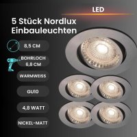 Einbauleuchten Nordlux Octans 5er Set 4,8 Watt LED GU10...