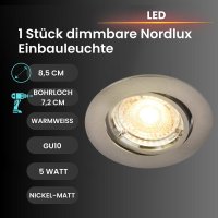 Einbauleuchte Nordlux Carina Nickelmatt 5 Watt LED...