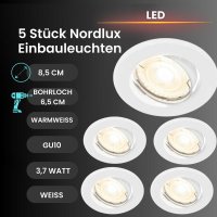 Einbauleuchte Nordlux Canis 5er Set Weiß 3,7 Watt...