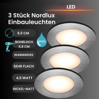 Einbauleuchte Nordlux Leonis LED Nickelmatt 3er Set 2700...