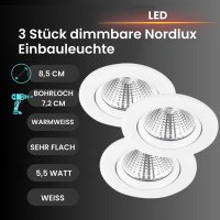 Einbauleuchte Nordlux Fremont Weiß dimmbar LED 3er...