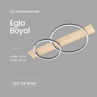Deckenleuchte Eglo Boyal LED Holz Schwarz 2-flammig 28 Watt Deckenlampe