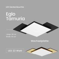 Deckenleuchte Eglo Tamuria LED Deckenlampe Schwarz / Holz...