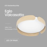 Deckenleuchte Eglo Valcasotto LED Holzdekor 24 Watt Deckenlampe 37 cm