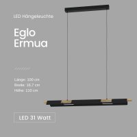 Pendelleuchte Eglo Ermua LED Hängelampe Schwarz / Holz 31 Watt dimmbar