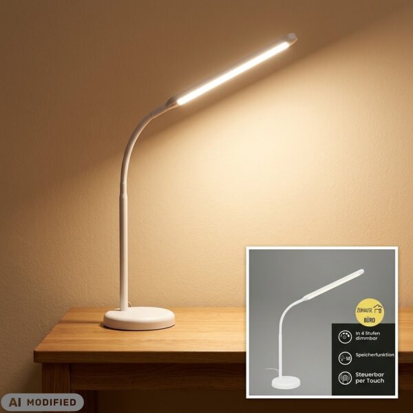 Tischleuchte, Weiß, 6 Watt, Touchdimmer, 47 x 37 cm – Briloner
