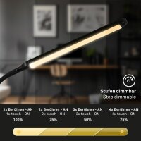 Briloner LED Tischleuchte Schreibtischlampe Schwarz Flexibel Touch-Dimmer Memory 6W 600lm Warmweiß