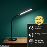 Tischleuchte, Schwarz, 6 Watt, Memory-Funktion, Touchdimmer, 37 cm – Briloner