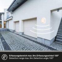 Akku-Wandleuchte Akku Leuchte, Weiß, 4 Watt, mit Bewegungsmelder, Ø 17 cm – Briloner
