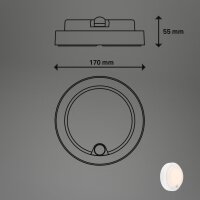 Akku-Wandleuchte, Weiß, 4 Watt, 700lm, 3000K, mit Bewegungsmelder, Ø 17 cm – Briloner