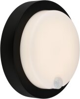 Akku-Wandleuchte Akku-Leuchte, Schwarz, 4 Watt, mit Bewegungsmelder, Ø 17 cm – Briloner