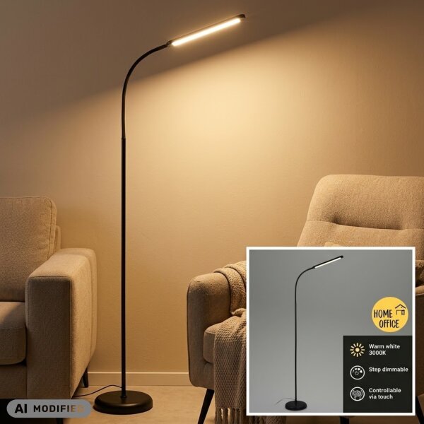Stehleuchte, Schwarz, 6 Watt, Touchdimmer, 66 x 21 x 126,5 cm – Briloner