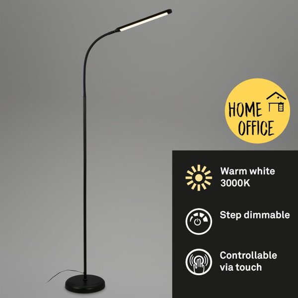 Steleuchte Briloner 6 Watt LED Leseleuchte 126,5 cm Schwarz Touchdimmer Standlampe