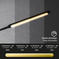 Steleuchte Briloner 6 Watt LED Leseleuchte 126,5 cm Schwarz Touchdimmer Standlampe