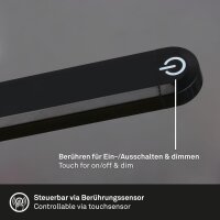 Steleuchte Briloner 6 Watt LED Leseleuchte 126,5 cm Schwarz Touchdimmer Standlampe