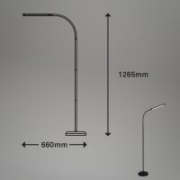 Steleuchte Briloner 6 Watt LED Leseleuchte 126,5 cm Schwarz Touchdimmer Standlampe
