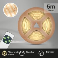 LED-Stripe, Weiß, 500 cm, 15 Watt, dimmbar, mit Fernbedienung, 3000 Kelvin, IP44 – Briloner