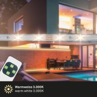 LED-Stripe, Weiß, 500 cm, 15 Watt, dimmbar, mit Fernbedienung, 3000 Kelvin, IP44 – Briloner