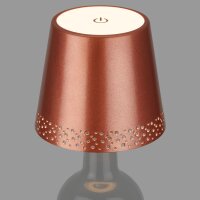 Akku-Tischleuchte Akku-Flaschenlicht, Kupfer, 2,6 Watt, dimmbar, Ø 11 cm – Briloner