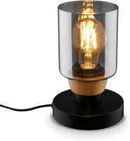 Tischleuchte Briloner Rauchglas E27 Tischlampe Holz