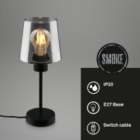 Tischleuchte Briloner Schwarz Rauchglas E27 Tischlampe