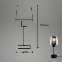 Tischleuchte Briloner Schwarz Rauchglas E27 Tischlampe