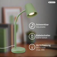 Tischleuchte Tischlampe, Grün, 9 Watt, GU10-Fassung, 24,5 x 38,5 cm – Briloner