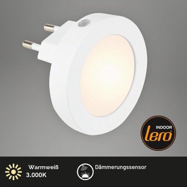 Nachtlicht Briloner 0,5 Watt LED Steckdosenleuchte Dämmerungssensor Weiß