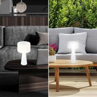 Briloner Halo LED Akku-Tischleuchte 7420016 – Kabellose Glasschirm-Tischlampe dimmbar mit USB-Ladefunktion, weiß, 4 W, IP44
