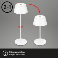 Briloner LED RGB Akku-Tischleuchte 7466016 – Kabellose Touchlampe mit Farbwechsel, weiß, 2,6 W