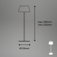 Briloner LED RGB Akku-Tischleuchte 7466016 – Kabellose Touchlampe mit Farbwechsel, weiß, 2,6 W