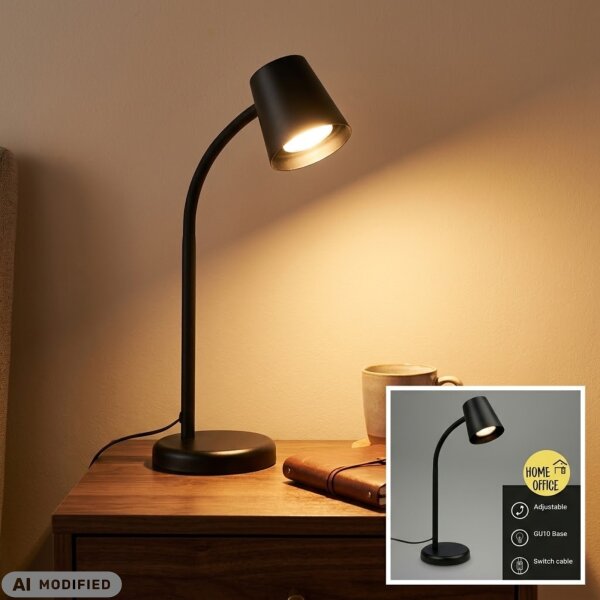 Tischlampe Tischleuchte, Schwarz, 9 Watt, GU10-Fassung, 24,5 x 38,5 cm – Briloner