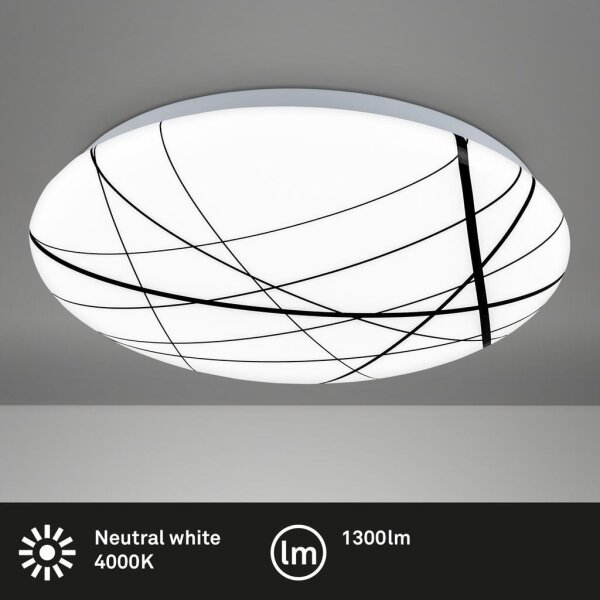 Deckenleuchte Briloner 12 Watt LED Deckenlampe Liniendekor 28 cm