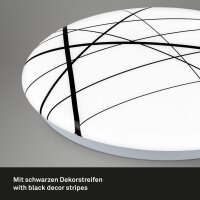 LED Deckenlampe Liniendekor, Weiß / Schwarz, 12 Watt, 1300lm, 4000K, Ø 28 cm – Briloner