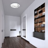 LED Deckenlampe Liniendekor, Weiß / Schwarz, 12 Watt, 1300lm, 4000K, Ø 28 cm – Briloner