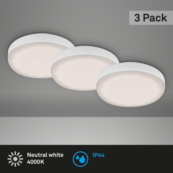 Einbauleuchte Briloner 3 Watt LED Spot 3er Set Weiß Einbaulampe IP44 4000K