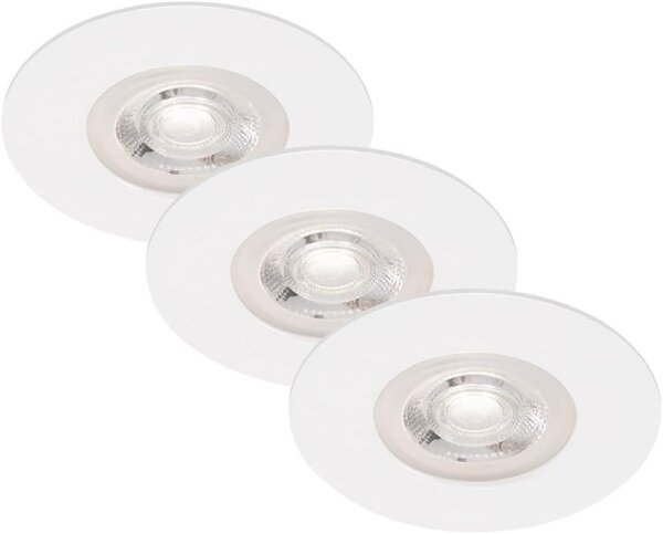 Einbauleuchten Briloner 3 x 4,9 Watt LED Weiß dimmbar über Schalter IP44 Einbauspots