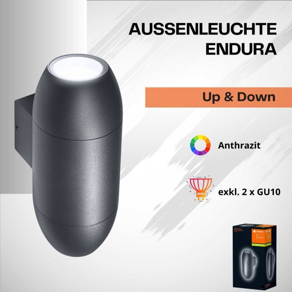 Außenleuchte Ledvance Endura Classic Cannon Updown GU10 Anthrazit Wandlampe Gartenleuchte