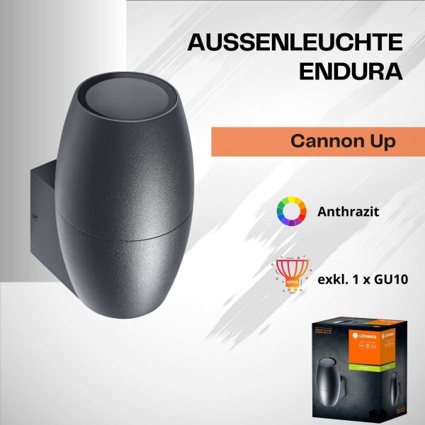 Außenleuchte Ledvance Endura Classic Cannon Up GU10 Anthrazit Wandlampe Gartenlampe