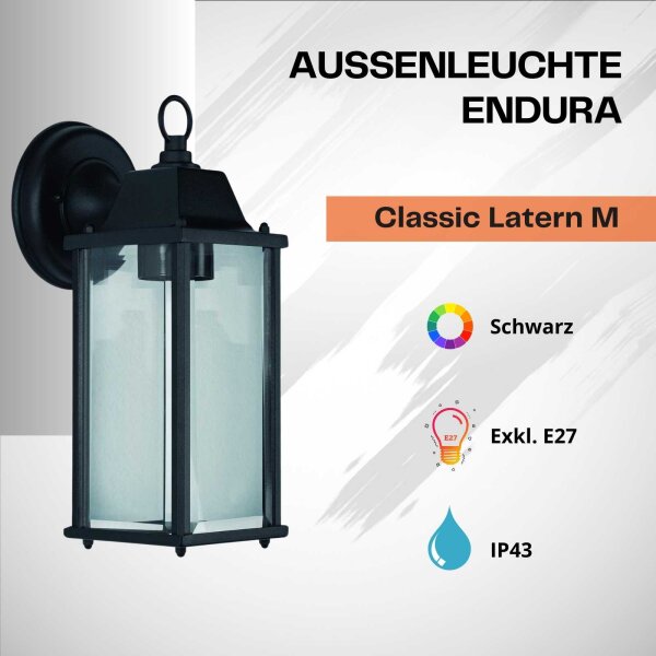 Ledvance Endura Classic Latern Square M Außenwandleuchte E27 Schwarz
