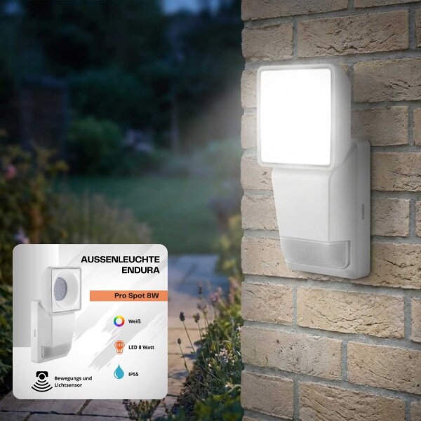 Ledvance Endura Pro Spot Sensor 8W LED Außenwandleuchte Weiß