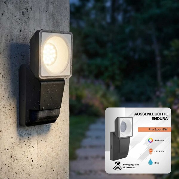 Ledvance Endura Pro Spot Sensor 8W LED Außenwandleuchte Anthrazit