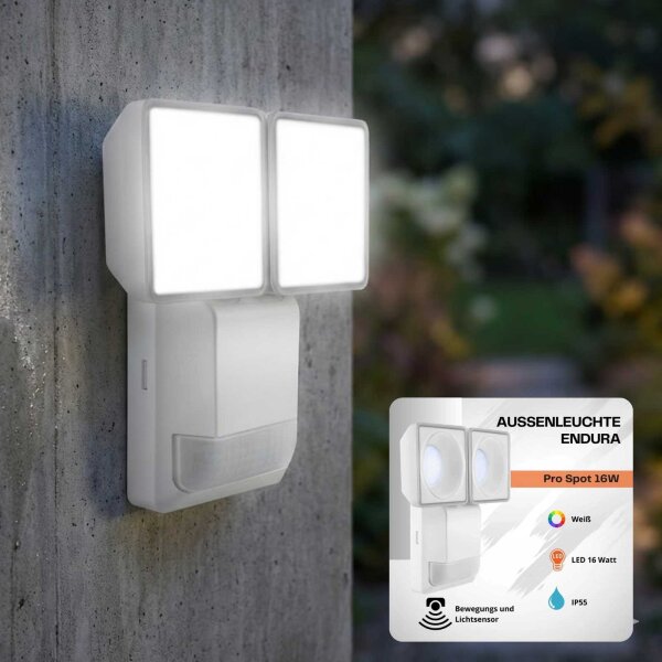 Ledvance Endura Pro Spot Sensor 16W LED Außenwandstrahler 1500lm IP55 Weiß